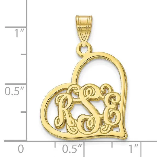 TreasureFineJeweler Necklaces Script Tilted Heart Monogram Pendants