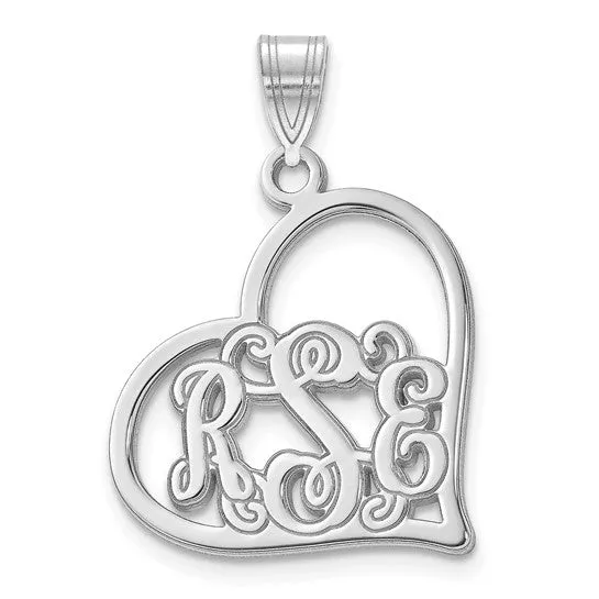TreasureFineJeweler Necklaces Script Tilted Heart Monogram Pendants