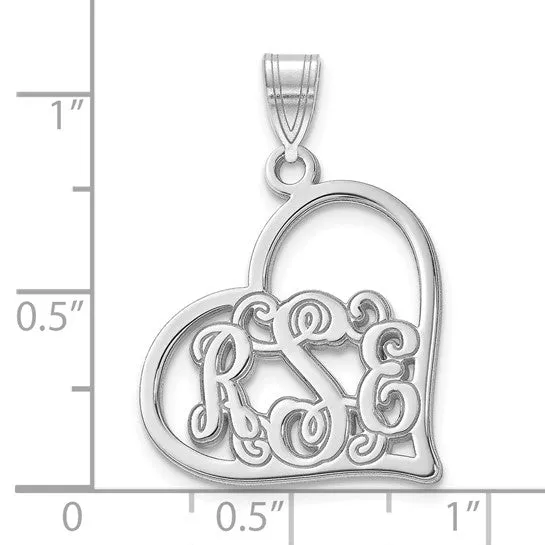 TreasureFineJeweler Necklaces Script Tilted Heart Monogram Pendants