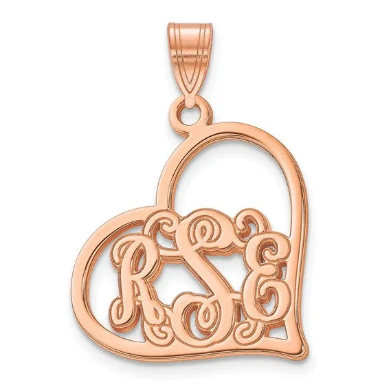TreasureFineJeweler Necklaces Script Tilted Heart Monogram Pendants