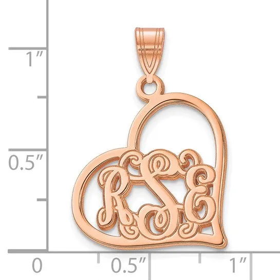 TreasureFineJeweler Necklaces Script Tilted Heart Monogram Pendants