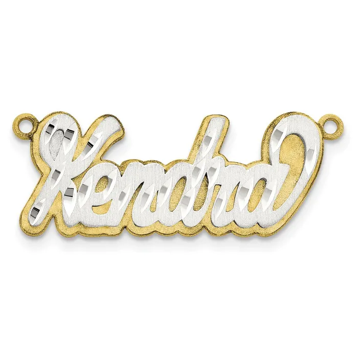 TreasureFineJewelers 10K 3D Twotone Satin Diamondcut Name Plate Rings