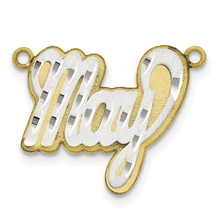 TreasureFineJewelers 10K 3D Twotone Satin Diamondcut Name Plate Rings