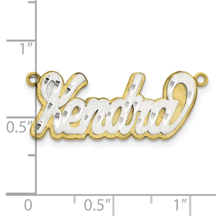 TreasureFineJewelers 10K 3D Twotone Satin Diamondcut Name Plate Rings