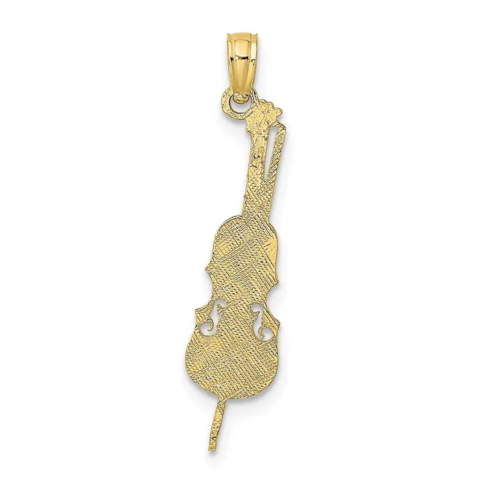 TreasureFineJewelers 10K Polished Engraved Upright Bass Charm Charm Necklaces