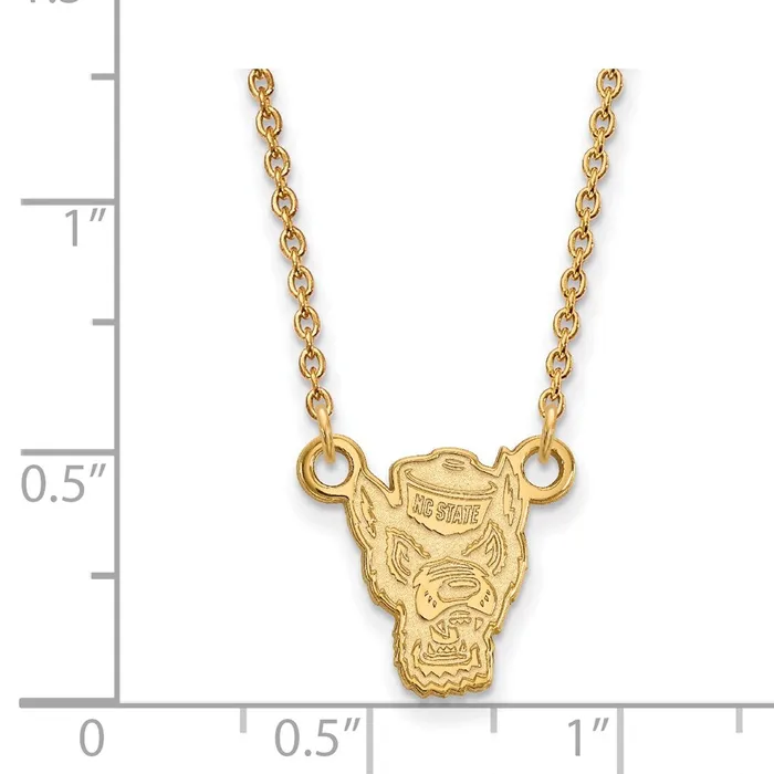 TreasureFineJewelers 10K Yellow Gold North Carolina State University Small Pendant wilth Necklace Necklaces