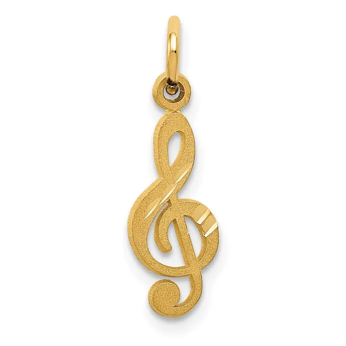 TreasureFineJewelers 14k Treble Clef Charm Charm Necklaces