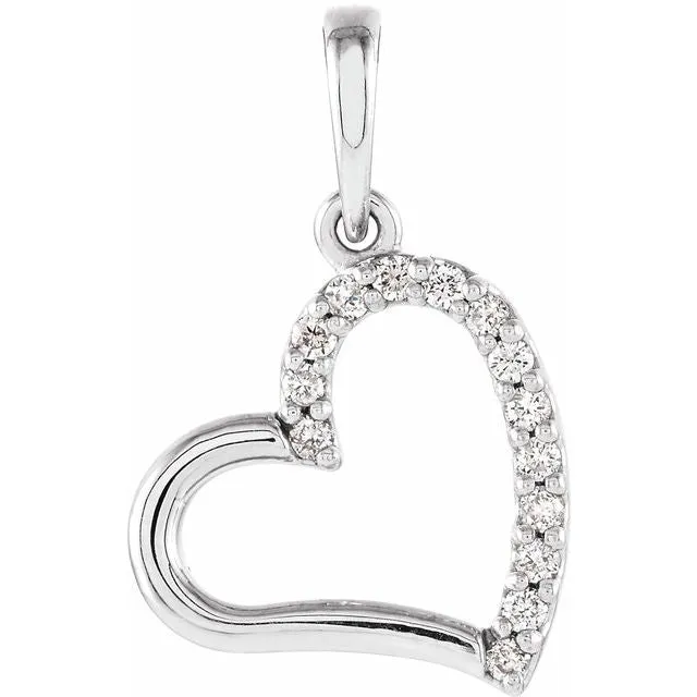 TreasureFineJewelers 14K White Gold 06 CTW Natural Diamond Heart Pendant Necklaces TreasureFineJewelers 14K White Gold 06 CTW Natural Diamond Heart Pendant Necklaces