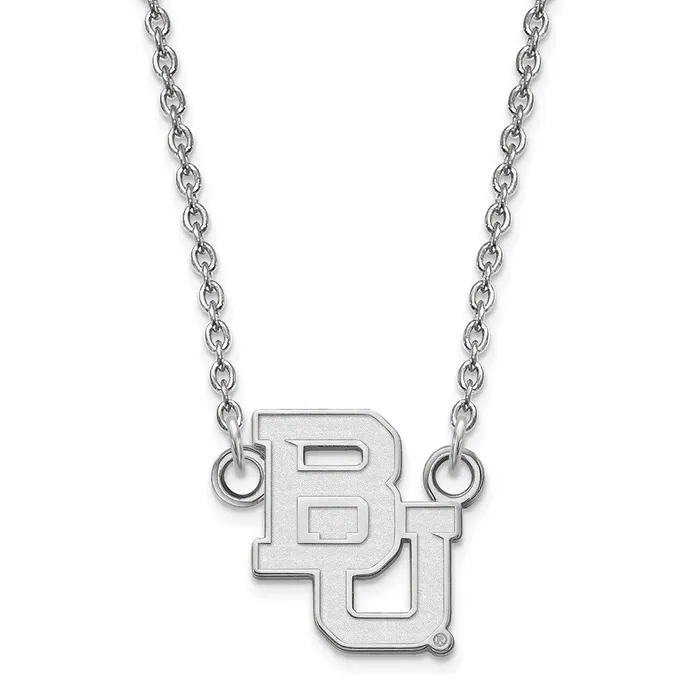 TreasureFineJewelers 14K White Gold Baylor University Small Pendant with Necklace Necklaces TreasureFineJewelers 14K White Gold Baylor University Small Pendant with Necklace Necklaces