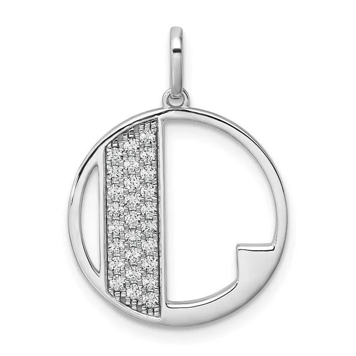 TreasureFineJewelers 14K White Gold Gatsby Diamond Initial L Charm Charm Necklaces TreasureFineJewelers 14K White Gold Gatsby Diamond Initial L Charm Charm Necklaces