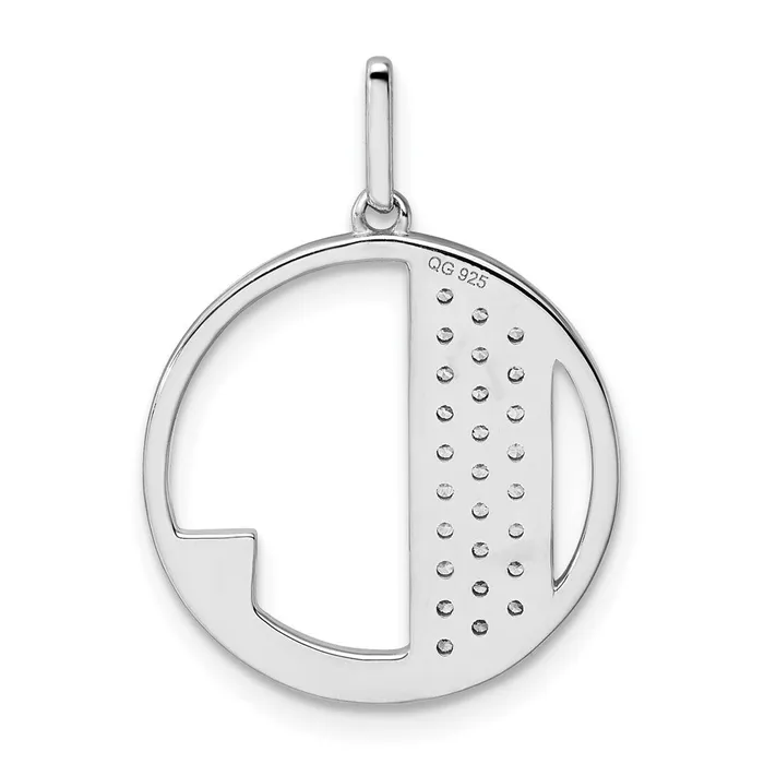TreasureFineJewelers 14K White Gold Gatsby Diamond Initial L Charm Charm Necklaces