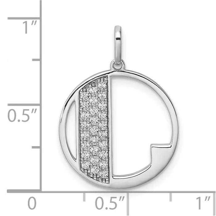 TreasureFineJewelers 14K White Gold Gatsby Diamond Initial L Charm Charm Necklaces