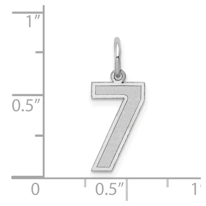TreasureFineJewelers 14k White Gold Medium Satin Number 7 Charm Charm Necklaces