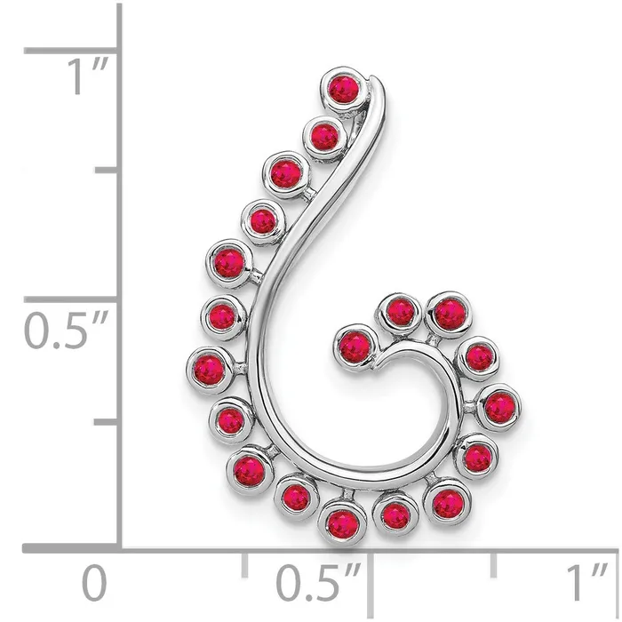 TreasureFineJewelers 14k White Gold Ruby Swirl Chain Slide Necklaces
