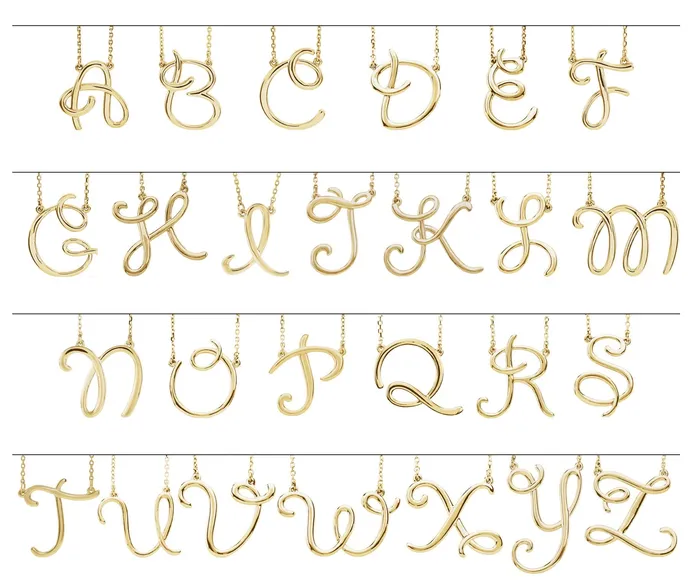 TreasureFineJewelers 14K White Gold Script Initial A 16 Necklace Necklaces