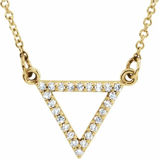 TreasureFineJewelers 14K Yellow Gold 110 CTW Natural Diamond Triangle 16 Necklace Necklaces TreasureFineJewelers 14K Yellow Gold 110 CTW Natural Diamond Triangle 16 Necklace Necklaces