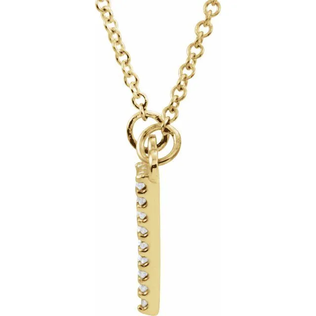TreasureFineJewelers 14K Yellow Gold 110 CTW Natural Diamond Triangle 16 Necklace Necklaces