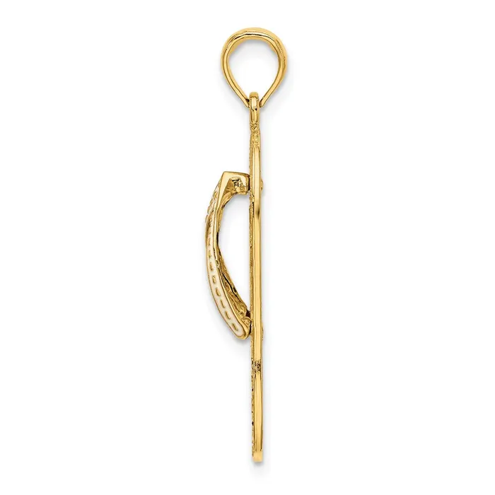 TreasureFineJewelers 14k Yellow Gold Enamel Palm Tree FlipFlop Charm Charm Necklaces