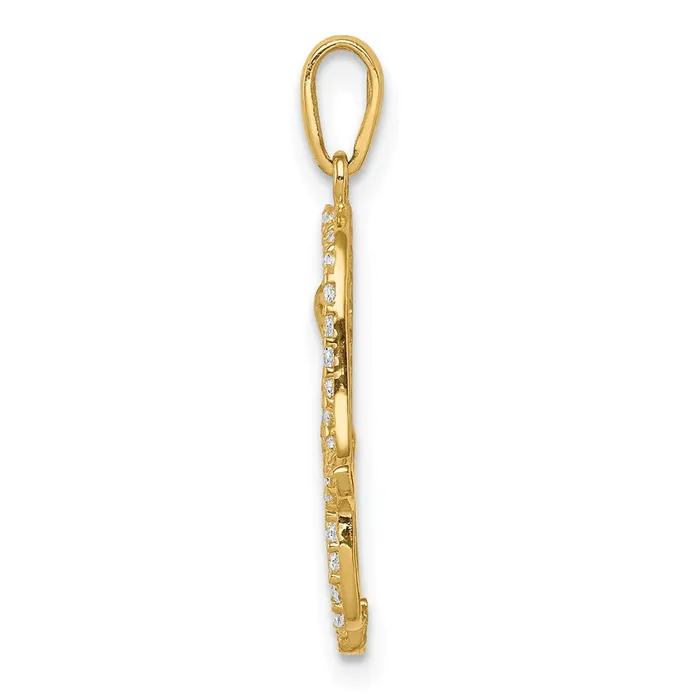 TreasureFineJewelers 14k Yellow Gold Multicolored CZ Hamsa Pendant Necklaces