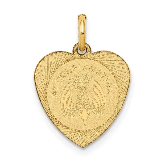 TreasureFineJewelers 14k Yellow Gold My Confirmation Heart Disc Charm Charm Necklaces TreasureFineJewelers 14k Yellow Gold My Confirmation Heart Disc Charm Charm Necklaces