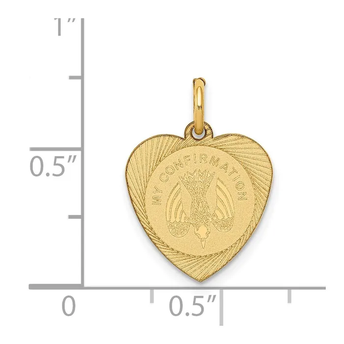 TreasureFineJewelers 14k Yellow Gold My Confirmation Heart Disc Charm Charm Necklaces