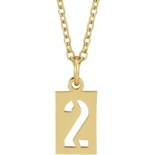TreasureFineJewelers 14K Yellow Gold Pierced Numeral 2 Dog Tag 1618 Necklace Necklaces TreasureFineJewelers 14K Yellow Gold Pierced Numeral 2 Dog Tag 1618 Necklace Necklaces