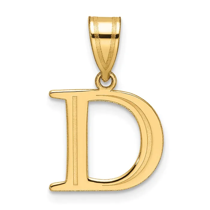 TreasureFineJewelers 14k Yellow Gold Polished Etched Letter D Initial Pendant Necklaces TreasureFineJewelers 14k Yellow Gold Polished Etched Letter D Initial Pendant Necklaces