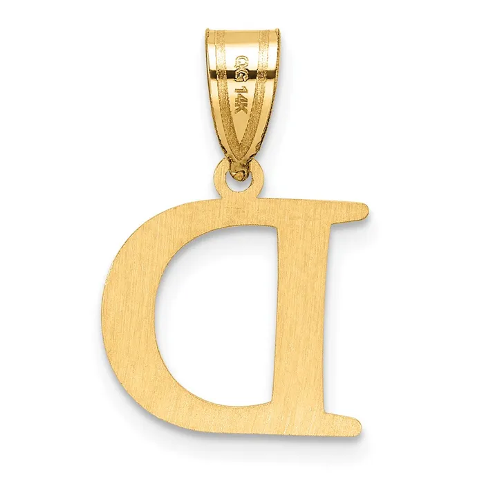 TreasureFineJewelers 14k Yellow Gold Polished Etched Letter D Initial Pendant Necklaces