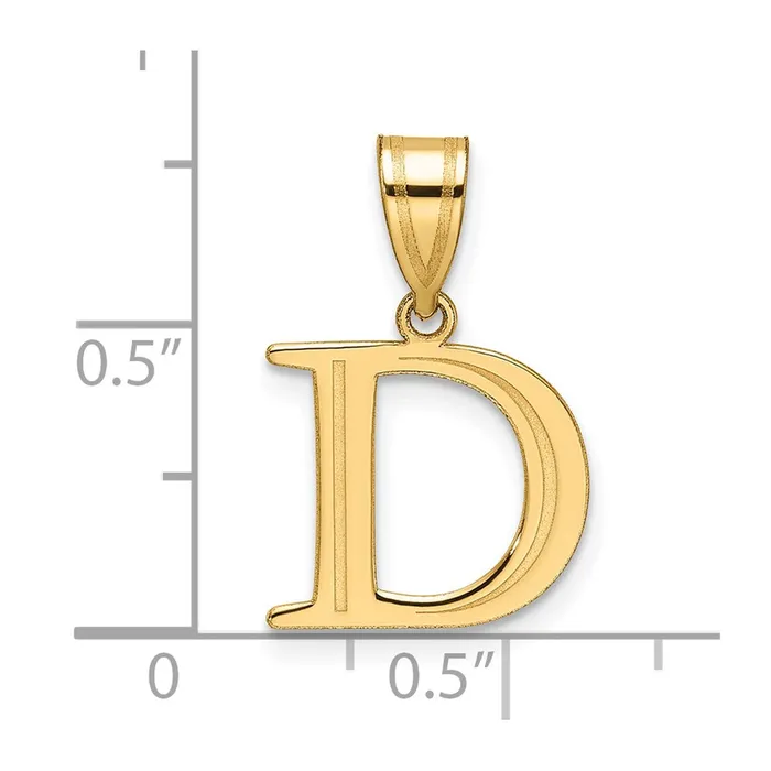 TreasureFineJewelers 14k Yellow Gold Polished Etched Letter D Initial Pendant Necklaces