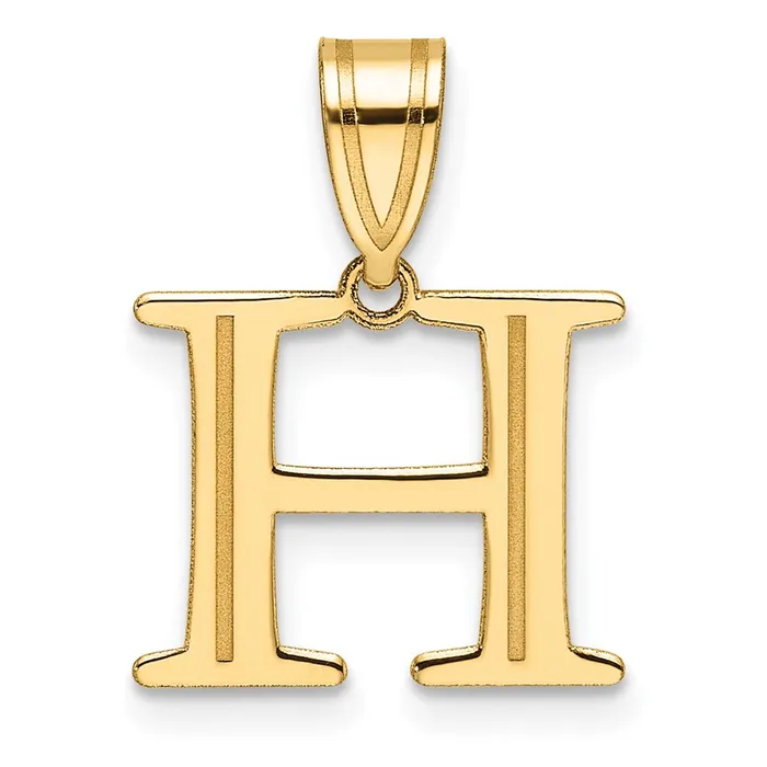 TreasureFineJewelers 14k Yellow Gold Polished Etched Letter H Initial Pendant Necklaces TreasureFineJewelers 14k Yellow Gold Polished Etched Letter H Initial Pendant Necklaces