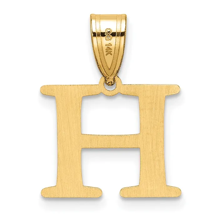 TreasureFineJewelers 14k Yellow Gold Polished Etched Letter H Initial Pendant Necklaces