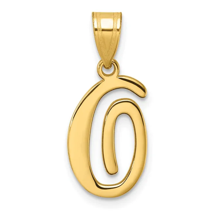 TreasureFineJewelers 14k Yellow Gold Script Letter O Initial Pendant Necklaces TreasureFineJewelers 14k Yellow Gold Script Letter O Initial Pendant Necklaces