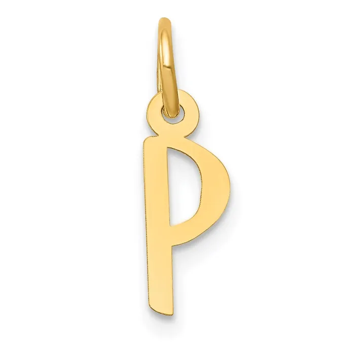 TreasureFineJewelers 14k Yellow Gold Small Slanted Block Letter P Initial Charm Charm Necklaces TreasureFineJewelers 14k Yellow Gold Small Slanted Block Letter P Initial Charm Charm Necklaces