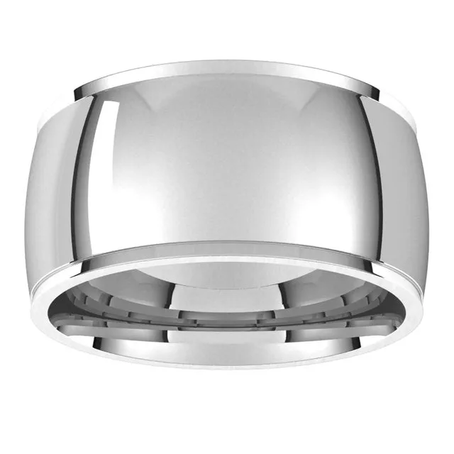 TreasureFineJewelers 18K White Gold 10 mm Half Round Edge Comfort Fit Wedding Band Rings