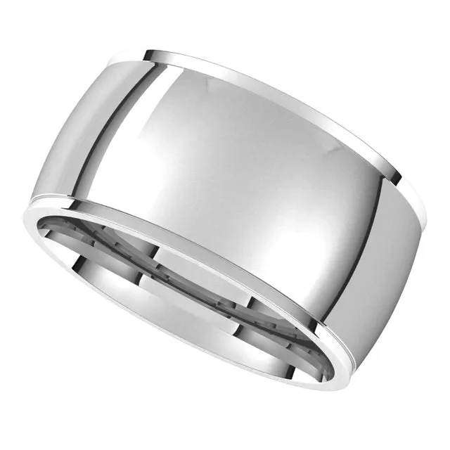 TreasureFineJewelers 18K White Gold 10 mm Half Round Edge Comfort Fit Wedding Band Rings