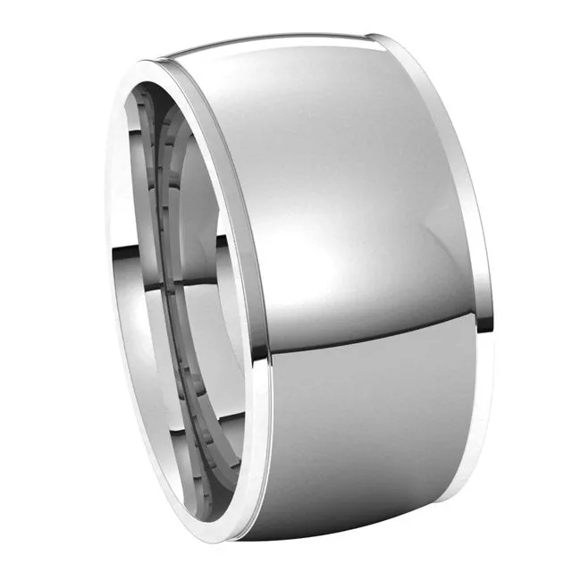 TreasureFineJewelers 18K White Gold 10 mm Half Round Edge Comfort Fit Wedding Band Rings