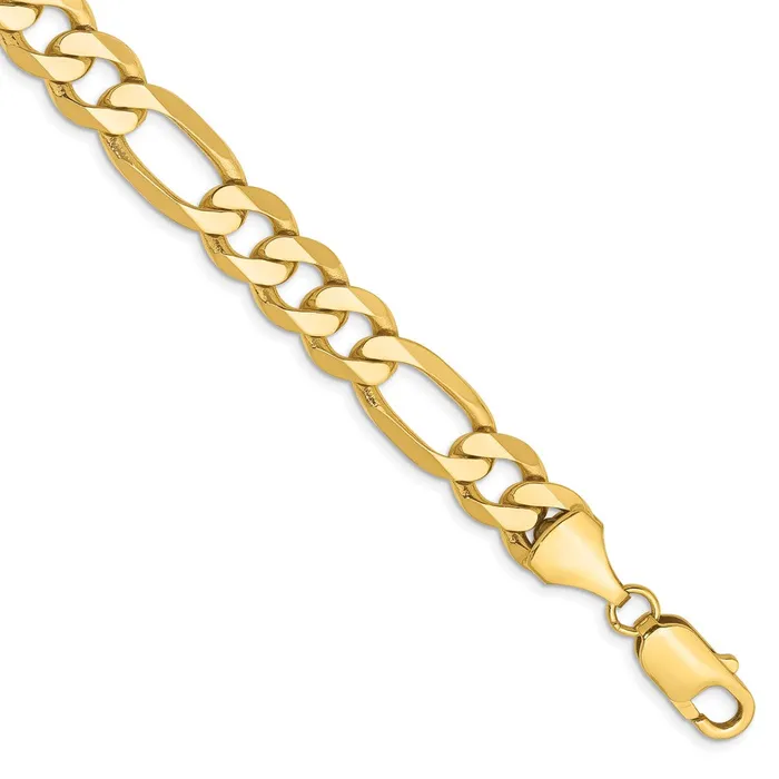 TreasureFineJewelers Bracelets 14K 8 inch 875mm Flat Figaro with Lobster Clasp Bracelet TreasureFineJewelers Bracelets 14K 8 inch 875mm Flat Figaro with Lobster Clasp Bracelet