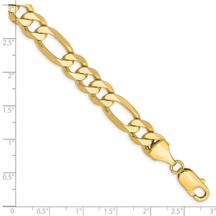 TreasureFineJewelers Bracelets 14K 8 inch 875mm Flat Figaro with Lobster Clasp Bracelet