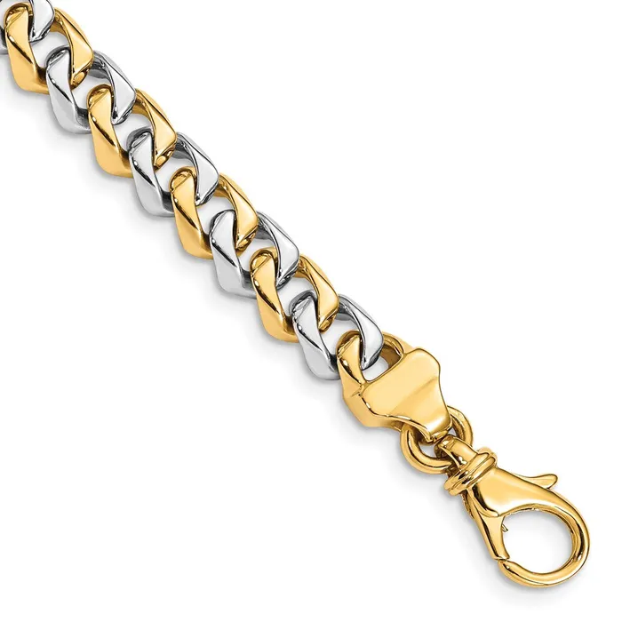 TreasureFineJewelers Bracelets 14K Twotone 8 inch 685mm Hand Polished Fancy Link with Fancy Lobster Clasp Bracelet TreasureFineJewelers Bracelets 14K Twotone 8 inch 685mm Hand Polished Fancy Link with Fancy Lobster Clasp Bracelet