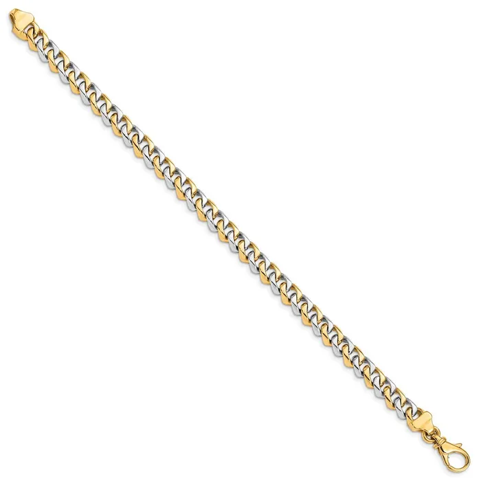 TreasureFineJewelers Bracelets 14K Twotone 8 inch 685mm Hand Polished Fancy Link with Fancy Lobster Clasp Bracelet