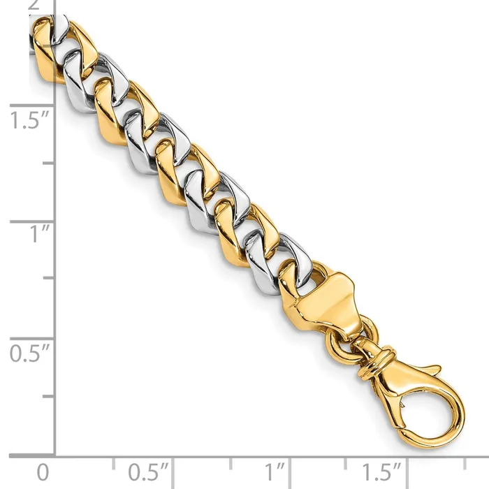 TreasureFineJewelers Bracelets 14K Twotone 8 inch 685mm Hand Polished Fancy Link with Fancy Lobster Clasp Bracelet