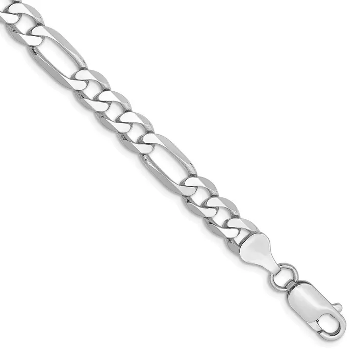 TreasureFineJewelers Bracelets 14k White Gold 6mm Flat Figaro with Lobster Clasp Bracelet TreasureFineJewelers Bracelets 14k White Gold 6mm Flat Figaro with Lobster Clasp Bracelet