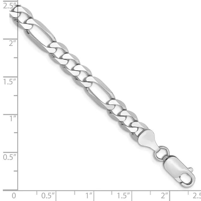 TreasureFineJewelers Bracelets 14k White Gold 6mm Flat Figaro with Lobster Clasp Bracelet