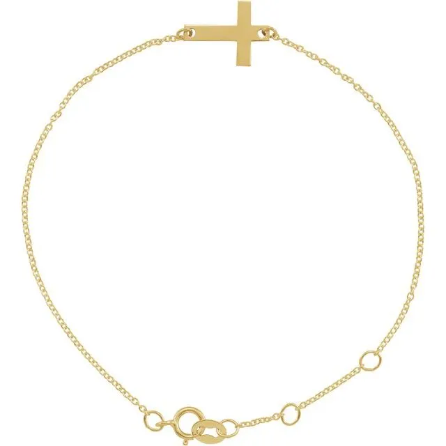 TreasureFineJewelers Bracelets 14K Yellow Gold Cross 6 127 12 Bracelet