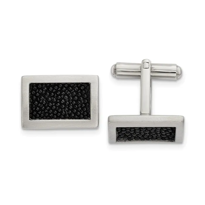 TreasureFineJewelers Bracelets Chisel Stainless Steel Brushed Genuine Stingray Inlay Rectangle Cufflinks TreasureFineJewelers Bracelets Chisel Stainless Steel Brushed Genuine Stingray Inlay Rectangle Cufflinks
