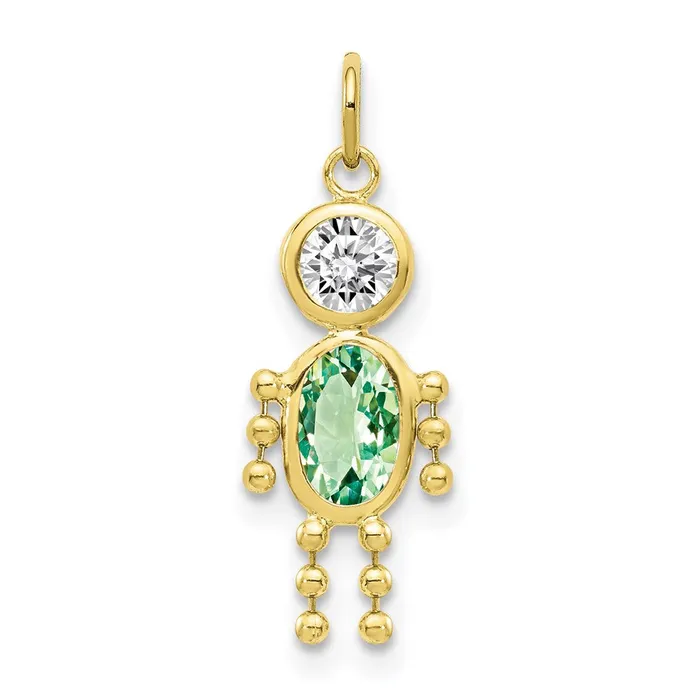 TreasureFineJewelers Charm Necklaces 10k August Boy Birthstone Charm