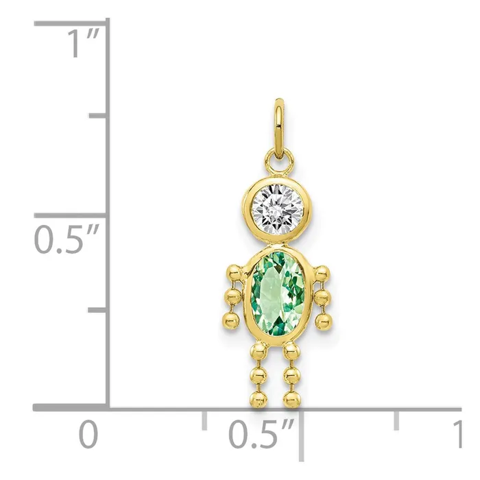 TreasureFineJewelers Charm Necklaces 10k August Boy Birthstone Charm