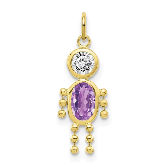 TreasureFineJewelers Charm Necklaces 10k February Boy Birthstone Charm
