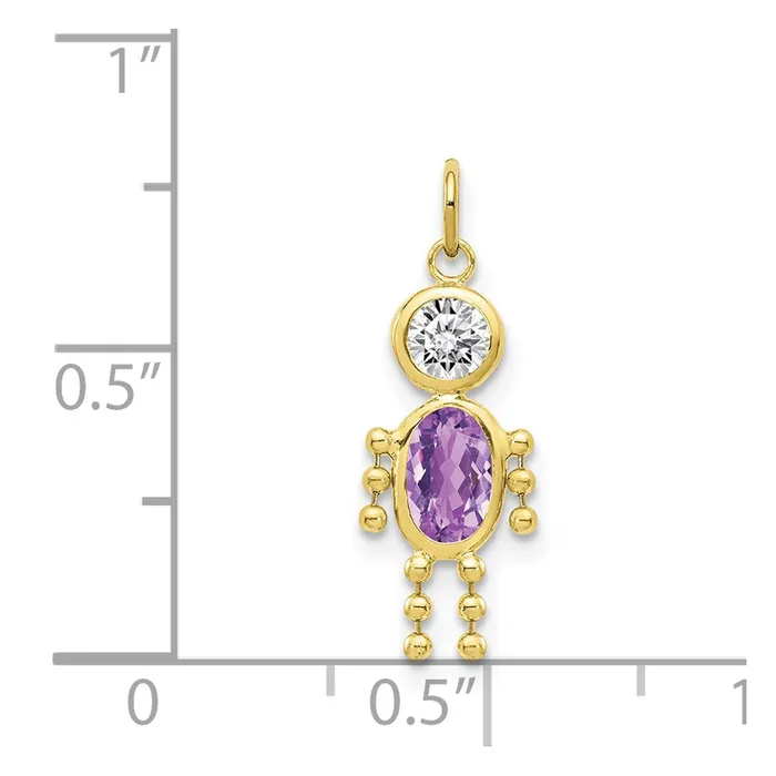 TreasureFineJewelers Charm Necklaces 10k February Boy Birthstone Charm