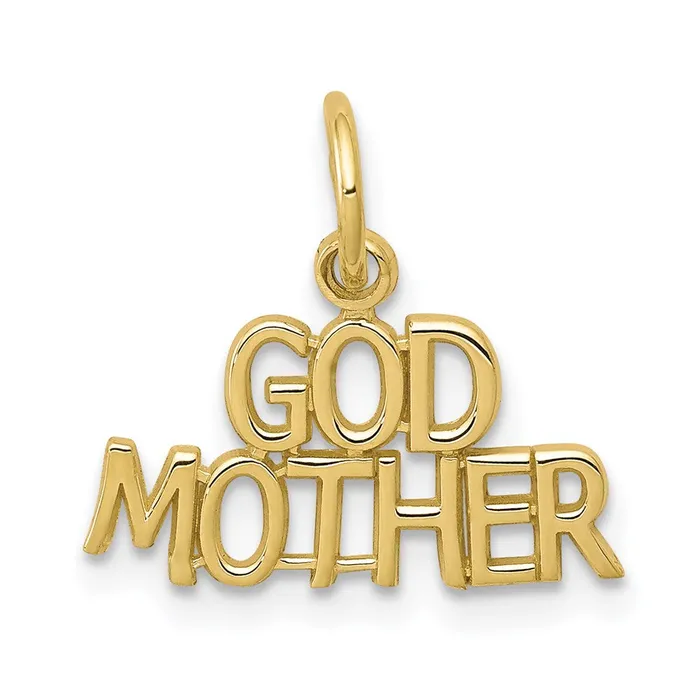 TreasureFineJewelers Charm Necklaces 10K GODMOTHER Charm
